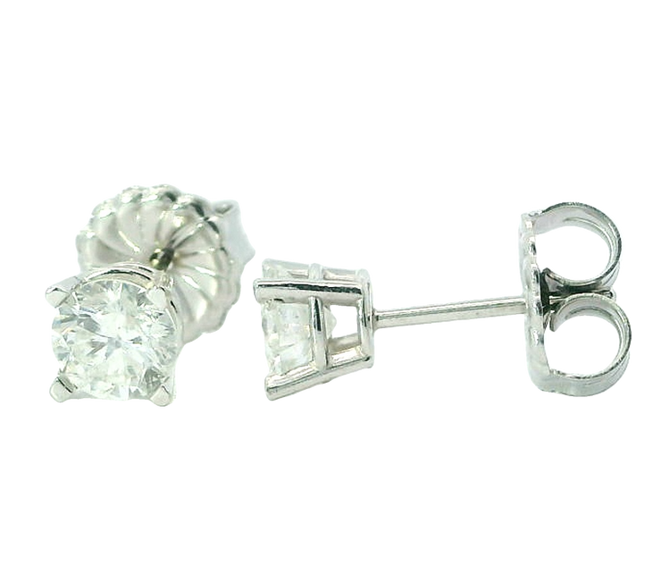 14K WHITE GOLD DIAMOND STUD EARRINGS, 0.83CTW