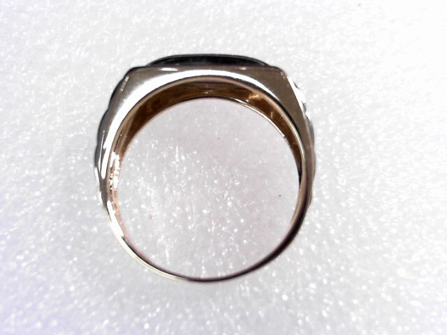 14K Two Tone Mans Diamond Ring, Estate
