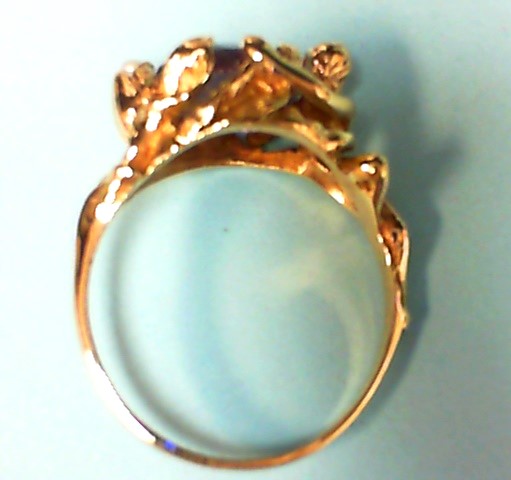 14k Yellow Gold Amethyst & Pearl Vintage Ring, Estate