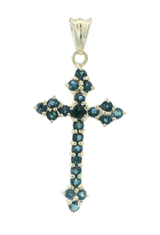 10K YELLOW GOLD CROSS PENDANT, 1.00CTW SAPPHIRES, ESTATE