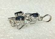 14k White Gold Sapphire & Diamond Vintage Pendant, Estate