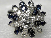 14k White Gold Sapphire & Diamond Vintage Ring, Estate