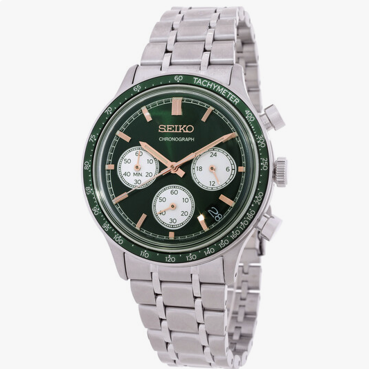 Stainless Steel Seiko Essentials Chronograph Watch SSB481, New