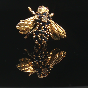 14K YELLOW GOLD VINTAGE BEE BROOCH PIN, ESTATE
