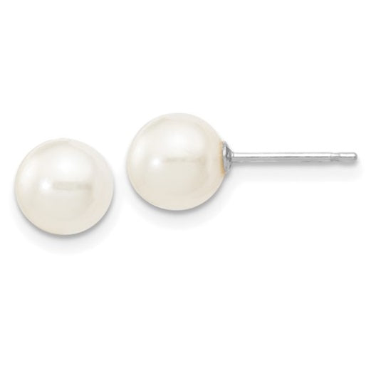 14KW 6-6.5MM PEARL STUD EARRINGS, NEW