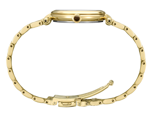 Lady's Goldtone Stainless Steel Seiko Watch Diamond Dial New SRZ536