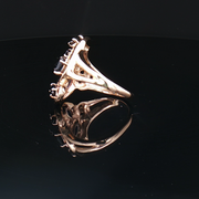 14k YELLOW GOLD SAPPHIRE AND DIAMOND RING, ESTATE