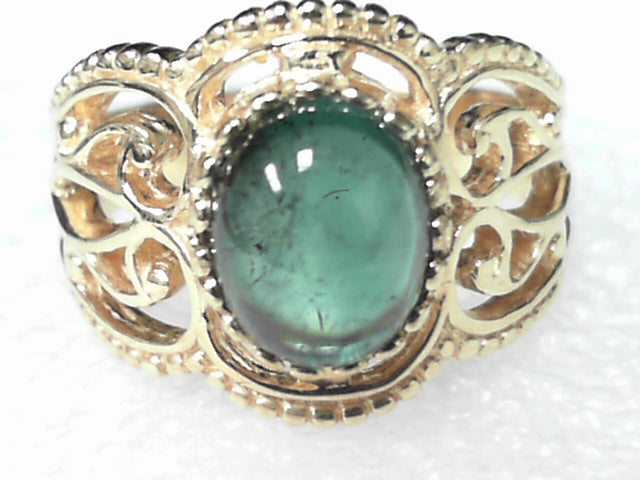 14k Yellow Gold Green Tourmaline Ring, Estate