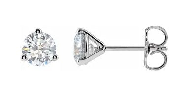 14K White Gold 2.01 ct VS1 / D Lab Created Diamond Stud Earrings, New