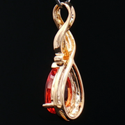 14K YELLOW GOLD LAB CREATED ORANGE SAAPPHIRE PENDANT, ESTATE