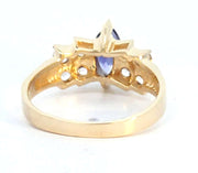 10K WHITE GOLD IOLITE RING WITH WHITE SAPPHIRES, ESTATE