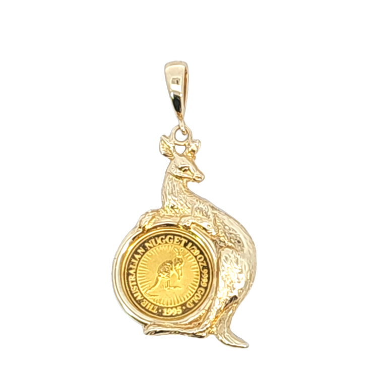 GOLD KANGAROO PEDANT, 24K COIN, ESTATE