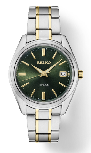 Gents Two-Tone Titanium Seiko Watch New SUR377