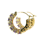 14K YELLOW GOLD AMETHYST HOOPS, ESTATE