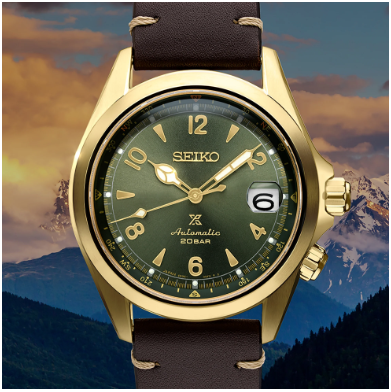 Stainless Steel Gold-Tone Seiko Prospex "Alpinist" Watch New, SPB210