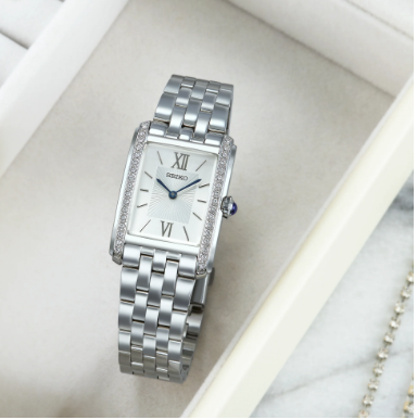 Stainless Steel Seiko Essentials "Tank" Watch SWR091, New