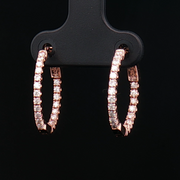 14K ROSE GOLD DIAMOND HOOP EARRINGS, ESTATE