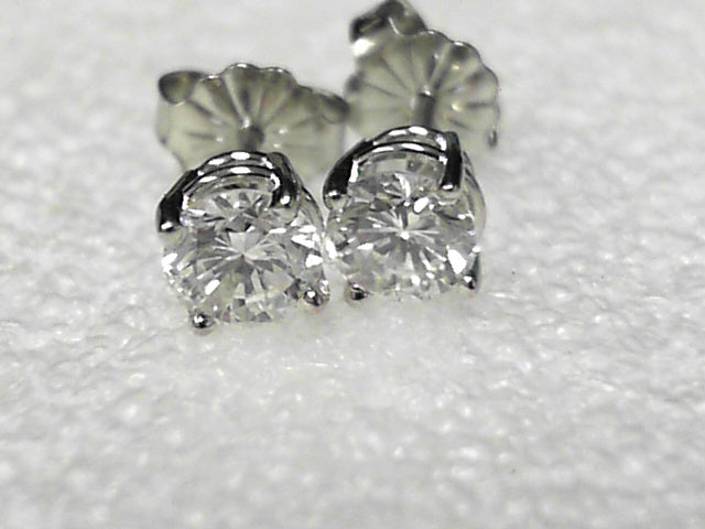 14K White Gold Diamond Stud Earrings, 3/4 ctw, New