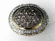 Charles Krypell Sterling Silver and 18K Yellow Gold Chocolate & White Diamond Vintage Ring, Estate