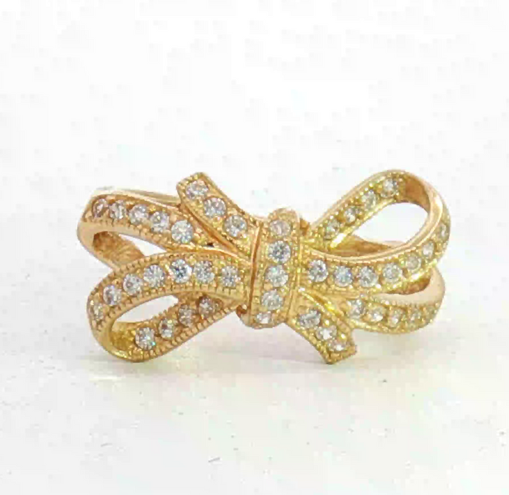 14K YELLOW GOLD BOW RING, ESTATE