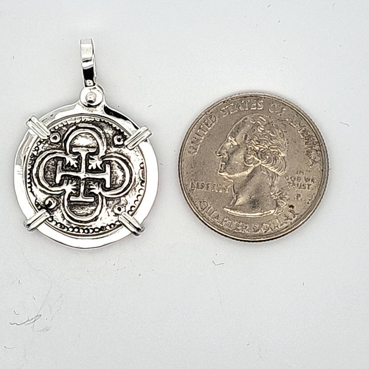 Atocha Silver Coin Pendant, 2 Reales, NEW