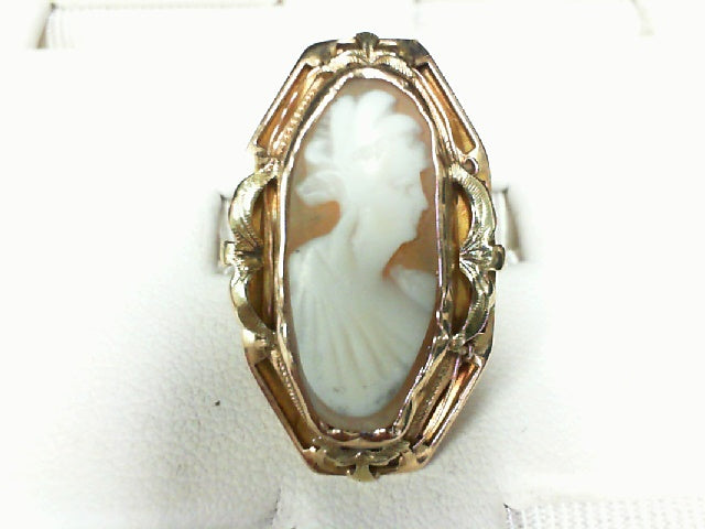 14K Yellow Gold Cameo Vintage Ring, Estate