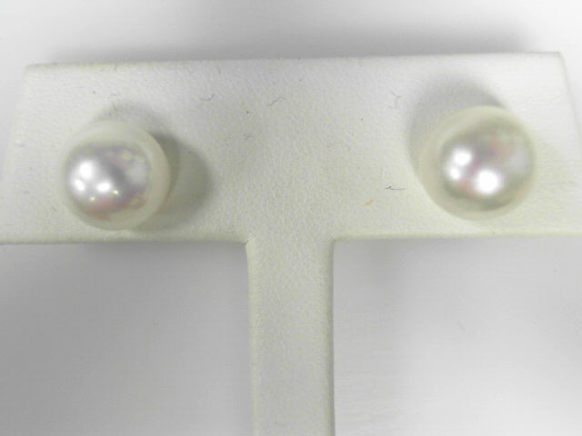 14 Karat White Gold 10mm Pearl Earrings, New