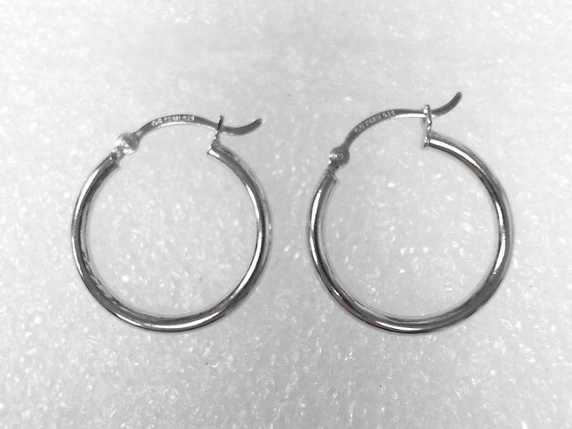Sterling Silver 2mm Tube Hoop Earrings, New