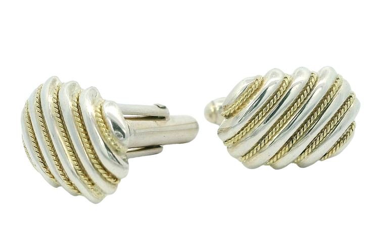 Tiffany & Co Cufflinks 18k Gold + Sterling Silver Estate