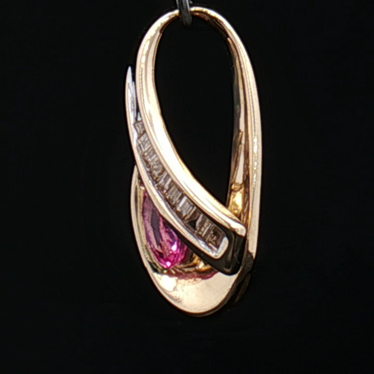 14K YELLOW GOLD PINK SAPPHIRE, ESTATE