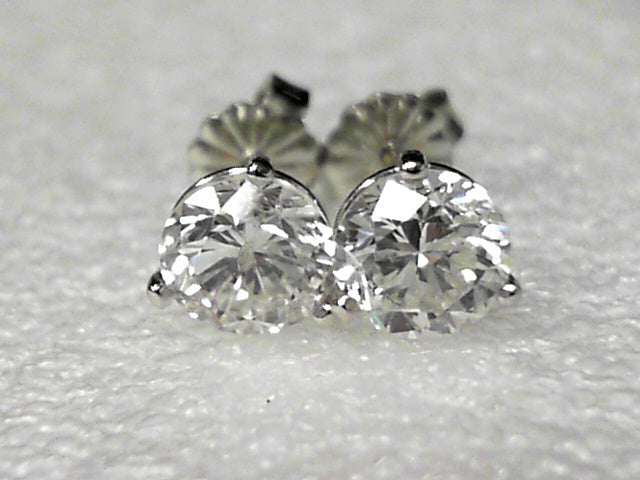 14K White Gold Diamond Stud Earrings, 2.28 ctw, New